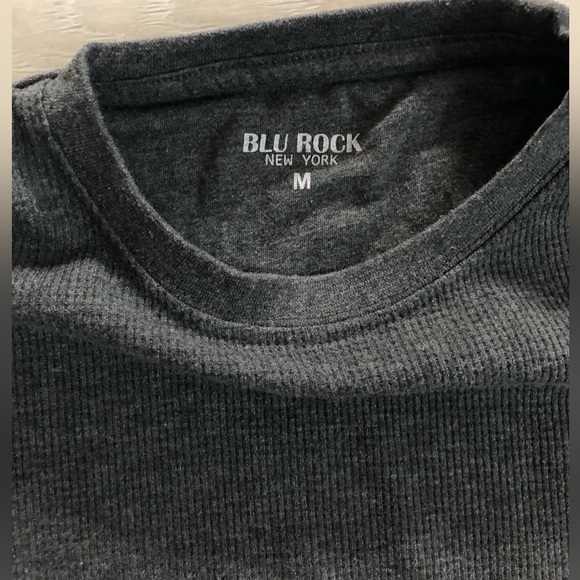 Men’s Blu Rock Gray Thermal Waffle Knit T-Shirt Top - Picture 9 of 16